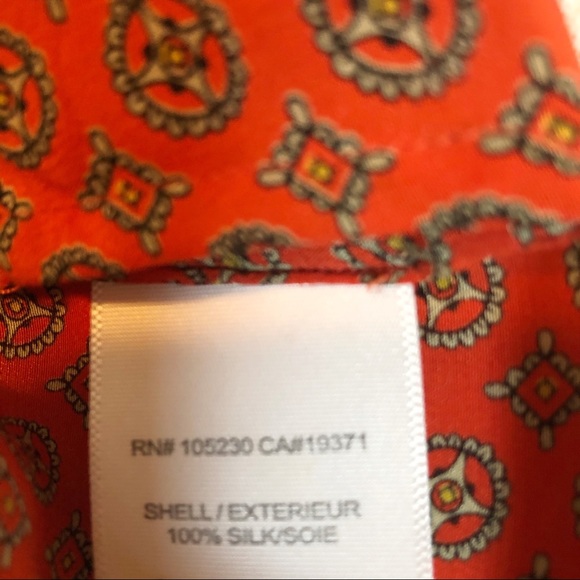 Joie Silk Print Orange Red Tunic Blouse - Picture 8 of 9